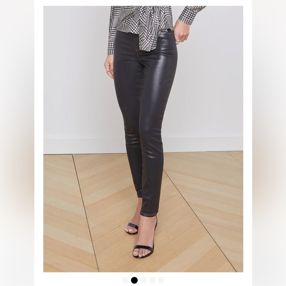 NWT L’AGENCE Marguerite Coated High Rise Black Jeans